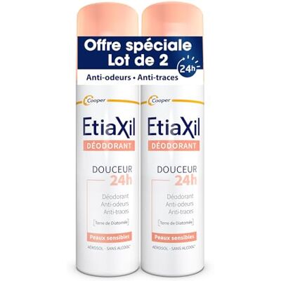 Etiaxil Déodorant Anti-Odeur Anti-Traces Aisselles 24 h Aérosol 150 ml Lot de 2 Etiaxil Déodorant Anti-Odeur Anti-Traces Aisselles 24 h Aérosol 150 ml Lot de 2