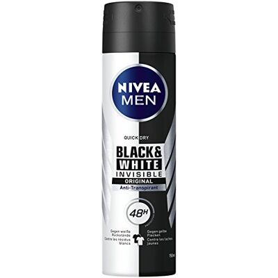 NIVEA MEN Invisible for Black & White Lot de 6 déodorants anti-transpirants anti-taches sur les vêtements 6 x 150 ml NIVEA MEN Invisible for Black & White Lot de 6 déodorants anti-transpirants anti-taches sur les vêtements 6 x 150 ml