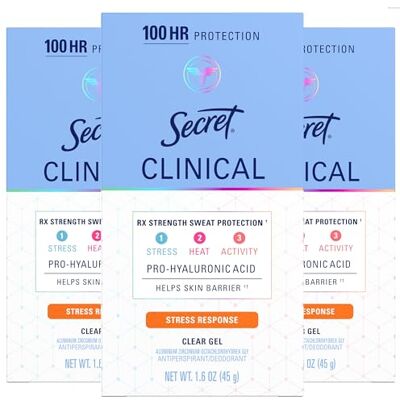 Secret Clinical Strength Lot de 3 déodorants anti-transpirants pour femme, réponse au stress, protection contre le stress 3X, protection contre la transpiration et les odeurs, minéraux équilibrants du Secret Clinical Strength Lot de 3 déodorants anti-transpirants pour femme, réponse au stress, protection contre le stress 3X, protection contre la transpiration et les odeurs, minéraux équilibrants du