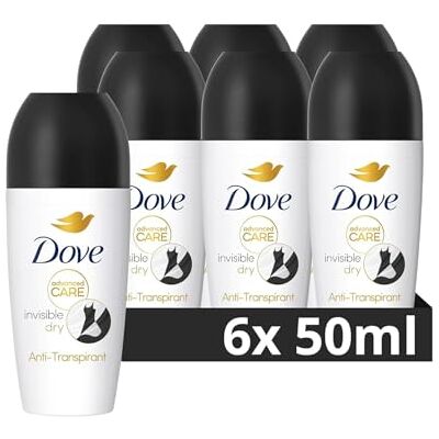 Dove Advanced Care Déodorant anti-transpirant Roll-On Invisible Dry contre les taches blanches protège 48h contre les odeurs corporelles et l'humidité des aisselles 50 ml Lot de 6 Dove Advanced Care Déodorant anti-transpirant Roll-On Invisible Dry contre les taches blanches protège 48h contre les odeurs corporelles et l'humidité des aisselles 50 ml Lot de 6