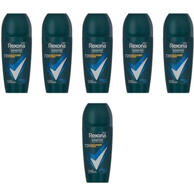 Rexona Men Nonstop Protection Lot de 6 déodorants à bille anti-transpirants à bille et à séchage au cobalt avec 72 heures de protection contre la transpiration et les odeurs corporelles 50 ml Rexona Men Nonstop Protection Lot de 6 déodorants à bille anti-transpirants à bille et à séchage au cobalt avec 72 heures de protection contre la transpiration et les odeurs corporelles 50 ml