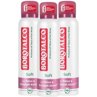 Borotalco Déodorant Doux Au Parfum De Talc Et Fleurs Rose 48H Spray 150 Ml (3) Borotalco Déodorant Doux Au Parfum De Talc Et Fleurs Rose 48H Spray 150 Ml (3)