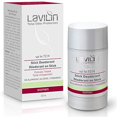 Lavilin Déodorant Stick Femme 72 heures de protection Le moyen ultime et différent de prévenir les odeurs désagréables Sans alcool, parabène et aluminium Lavilin Déodorant Stick Femme 72 heures de protection Le moyen ultime et différent de prévenir les odeurs désagréables Sans alcool, parabène et aluminium