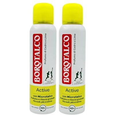 Borotalco Active Déodorant Unisexe Avec Microtalc Au Parfum De Cèdre et Lime Spray 48H Sans Alcool 150 Ml (2) Borotalco Active Déodorant Unisexe Avec Microtalc Au Parfum De Cèdre et Lime Spray 48H Sans Alcool 150 Ml (2)