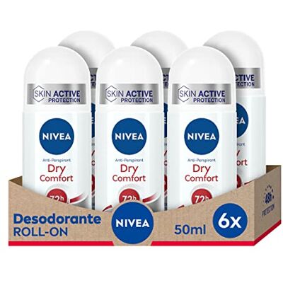 NIVEA Dry Comfort Roll-on Lot de 6 (6 x 50 ml) Déodorant anti-transpirant avec protection 72 heures Déodorant roll on soin féminin testé dans la vie réelle NIVEA Dry Comfort Roll-on Lot de 6 (6 x 50 ml) Déodorant anti-transpirant avec protection 72 heures Déodorant roll on soin féminin testé dans la vie réelle