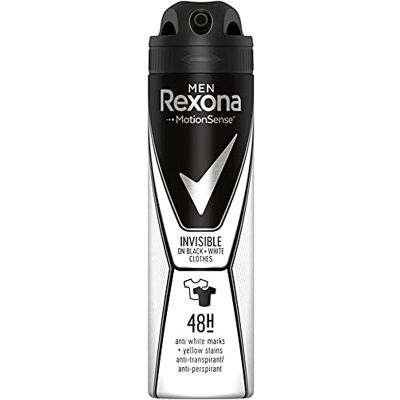 Rexona Lot de 6 déodorants en spray pour homme Noir et blanc 150 ml Rexona Lot de 6 déodorants en spray pour homme Noir et blanc 150 ml