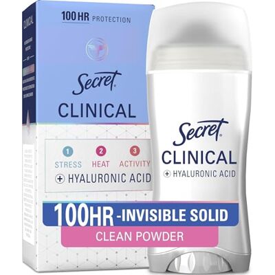Secret Clinical Strength 100HR – Déodorant anti-transpirant solide invisible pour femme, protection 3 fois contre le stress avec acide hyaluronique, pH équilibré, parfum de protection en poudre, 73,7 Secret Clinical Strength 100HR – Déodorant anti-transpirant solide invisible pour femme, protection 3 fois contre le stress avec acide hyaluronique, pH équilibré, parfum de protection en poudre, 73,7