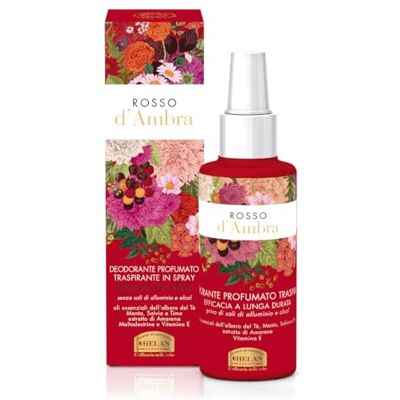 Helan , Rouge d'Ambra Déodorant pour femme Spray à longue durée sans alcool avec huiles essentielles de thé d'arbre Astringent et menthe rafraîchissante, parfum déodorant pour peaux sensibles avec Helan , Rouge d'Ambra Déodorant pour femme Spray à longue durée sans alcool avec huiles essentielles de thé d'arbre Astringent et menthe rafraîchissante, parfum déodorant pour peaux sensibles avec