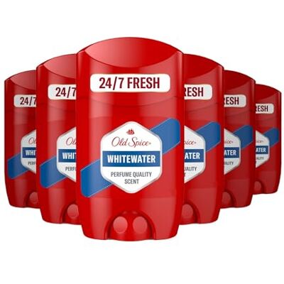Old Spice Whitewater Lot de 6 déodorants en stick, 50 ml Fraîcheur 24h/24, 7j/7, parfum longue durée, protection contre les odeurs, 0% sels d'aluminium, invisible sur les vêtements Old Spice Whitewater Lot de 6 déodorants en stick, 50 ml Fraîcheur 24h/24, 7j/7, parfum longue durée, protection contre les odeurs, 0% sels d'aluminium, invisible sur les vêtements