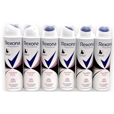 Rexona Lot de 6 déodorants en spray Invisible Pure 150 ml Rexona Lot de 6 déodorants en spray Invisible Pure 150 ml