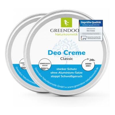 GREENDOOR Déodorant crème Classic 2 x 50 ml I Déodorant sans aluminium Cosmétique naturel végétalien avec huile de babassu bio et aloe vera Crème déodorante efficace pour homme et femme GREENDOOR Déodorant crème Classic 2 x 50 ml I Déodorant sans aluminium Cosmétique naturel végétalien avec huile de babassu bio et aloe vera Crème déodorante efficace pour homme et femme