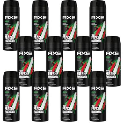 AXE Africa Lot de 12 déodorants en spray avec protection 48H contre les odeurs corporelles sans sels d'aluminium AXE Africa Lot de 12 déodorants en spray avec protection 48H contre les odeurs corporelles sans sels d'aluminium