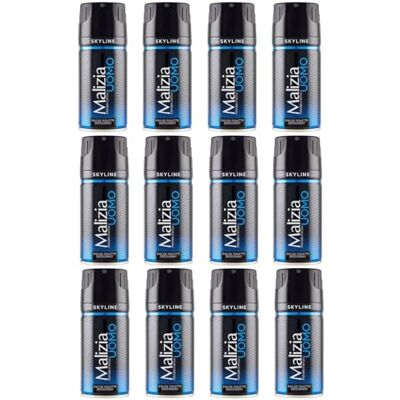 Malizia Homme Parfum d'Entente Déodorant Spray 150 ml Eau de Toilette Masculine, Parfum intense et Durable, Fraîcheur pour toute la Journée (Skyline 12 Unités) Malizia Homme Parfum d'Entente Déodorant Spray 150 ml Eau de Toilette Masculine, Parfum intense et Durable, Fraîcheur pour toute la Journée (Skyline 12 Unités)