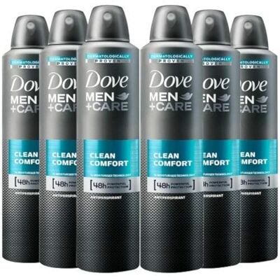 Dove Men + Care Clean Comfort Spray, version internationale, 250 ml (lot de 6) Dove Men + Care Clean Comfort Spray, version internationale, 250 ml (lot de 6)