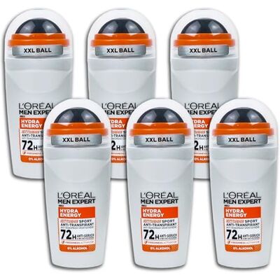 L'ORÉAL Men Expert Hydra Energy Extreme Sport Lot de 6 déodorants anti-transpirants à bille 6 x 50 ml L'ORÉAL Men Expert Hydra Energy Extreme Sport Lot de 6 déodorants anti-transpirants à bille 6 x 50 ml