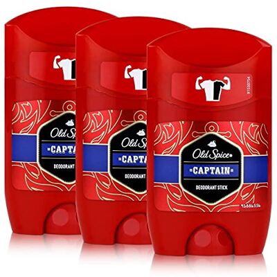 Old Spice Déodorant Stick Captain 50 ml – Le déodorant agit comme un écran de protection contre les taches blanches et les taches (lot de 3) Old Spice Déodorant Stick Captain 50 ml – Le déodorant agit comme un écran de protection contre les taches blanches et les taches (lot de 3)