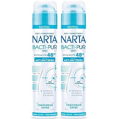 Narta Déodorant Femme Spray Anti Transpiration Anti-Bactérien 48h 200ml Lot de 2 Narta Déodorant Femme Spray Anti Transpiration Anti-Bactérien 48h 200ml Lot de 2