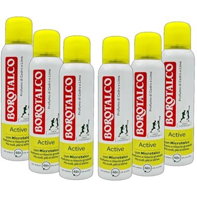Borotalco Active Déodorant Unisexe Avec Microtalc Au Parfum De Cèdre et Citron Spray 48H Sans Alcool 150 Ml (6) Borotalco Active Déodorant Unisexe Avec Microtalc Au Parfum De Cèdre et Citron Spray 48H Sans Alcool 150 Ml (6)