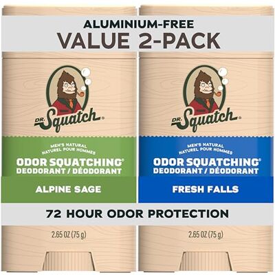Dr. Squatch Déodorant Naturel Homme Sans Aluminium (Lot de 2) Déodorant stick homme au charbon & postbiotiques, protection anti-odeurs 72h (Alpine Sage & Fresh Falls) Dr. Squatch Déodorant Naturel Homme Sans Aluminium (Lot de 2) Déodorant stick homme au charbon & postbiotiques, protection anti-odeurs 72h (Alpine Sage & Fresh Falls)