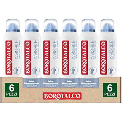 Borotalco 6 x Déodorant Deo Spray 48h Invisible No Transfer Parfum Frais océan avec Capture Tecnology Anti-taches 6 flacons de 150 ml Borotalco 6 x Déodorant Deo Spray 48h Invisible No Transfer Parfum Frais océan avec Capture Tecnology Anti-taches 6 flacons de 150 ml