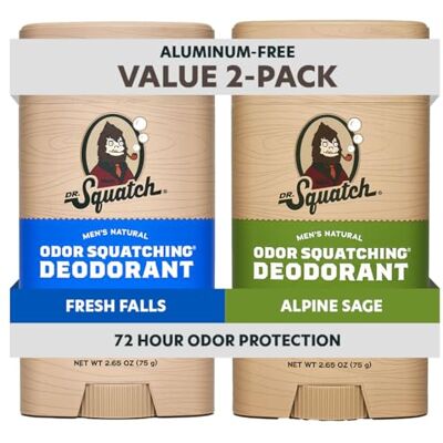Dr. Squatch Natural Deodorant for Men – Odor-Squatching Men's Deodorant Aluminum Free Alpine Sage + Fresh Falls (2 Pack) Dr. Squatch Natural Deodorant for Men – Odor-Squatching Men's Deodorant Aluminum Free Alpine Sage + Fresh Falls (2 Pack)