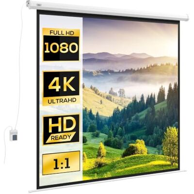 HOMCOM Écran Vidéoprojecteur 96 Pouces 1:1 4K HD Blanc Motorisé et Électrique, Écran de Projection TV et Home Cinéma, Montage Mural ou Plafond, Panneau de Commande, Télécommande HOMCOM Écran Vidéoprojecteur 96 Pouces 1:1 4K HD Blanc Motorisé et Électrique, Écran de Projection TV et Home Cinéma, Montage Mural ou Plafond, Panneau de Commande, Télécommande