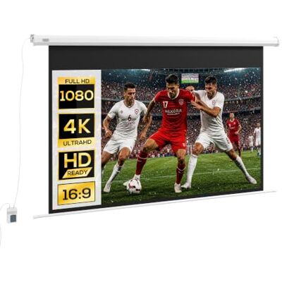 HOMCOM Écran Vidéoprojecteur 120 Pouces 16:9 4K HD Blanc Motorisé et Électrique, Écran de Projection TV et Home Cinéma, Montage Mural ou Plafond, Panneau de Commande, Télécommande HOMCOM Écran Vidéoprojecteur 120 Pouces 16:9 4K HD Blanc Motorisé et Électrique, Écran de Projection TV et Home Cinéma, Montage Mural ou Plafond, Panneau de Commande, Télécommande