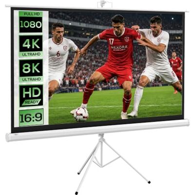 HOMCOM Écran de Projection Trépied Pliable 84 Pouces 16:9 200L cm Blanc 4K HD, Écran Vidéoprojecteur, Hauteur Réglable, Angle de Vision 160°, Home Cinéma, Films en Intérieur/Extérieur HOMCOM Écran de Projection Trépied Pliable 84 Pouces 16:9 200L cm Blanc 4K HD, Écran Vidéoprojecteur, Hauteur Réglable, Angle de Vision 160°, Home Cinéma, Films en Intérieur/Extérieur