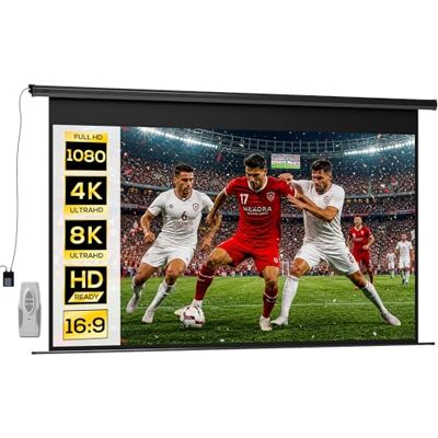 HOMCOM Écran Vidéoprojecteur 120 Pouces 16:9 4K HD Noir Motorisé et Électrique, Écran de Projection TV et Home Cinéma, Montage Mural ou Plafond, Panneau de Commande, Télécommande HOMCOM Écran Vidéoprojecteur 120 Pouces 16:9 4K HD Noir Motorisé et Électrique, Écran de Projection TV et Home Cinéma, Montage Mural ou Plafond, Panneau de Commande, Télécommande