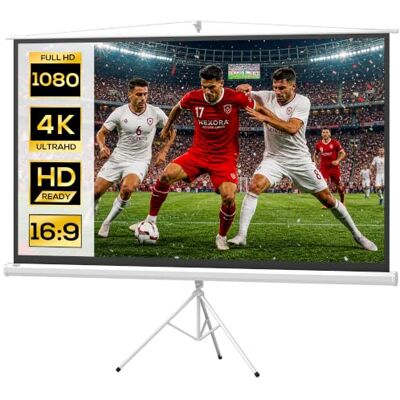 HOMCOM Écran de Projection Trépied Pliable 100 Pouces 16:9 236L cm Blanc 4K HD, Écran Vidéoprojecteur, Hauteur Réglable, Angle de Vision 160°, Home Cinéma, Films en Intérieur/Extérieur HOMCOM Écran de Projection Trépied Pliable 100 Pouces 16:9 236L cm Blanc 4K HD, Écran Vidéoprojecteur, Hauteur Réglable, Angle de Vision 160°, Home Cinéma, Films en Intérieur/Extérieur