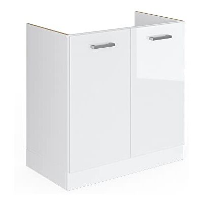 Vicco Meuble bas sous-évier "R-Line", Blanc Haute brillance, 80cm sans PT, pour une combinaison libre au sein de systèmes de cuisine modulaires Vicco Meuble bas sous-évier "R-Line", Blanc Haute brillance, 80cm sans PT, pour une combinaison libre au sein de systèmes de cuisine modulaires