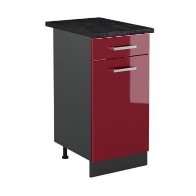 Vicco Meuble bas de cuisine "R-Line", Rouge brillant/Anthracite 40 cm 1 Tiroir · Plan de travail incl. · Pieds réglables en hauteur · 1 Porte · Librement combinable Vicco Meuble bas de cuisine "R-Line", Rouge brillant/Anthracite 40 cm 1 Tiroir · Plan de travail incl. · Pieds réglables en hauteur · 1 Porte · Librement combinable