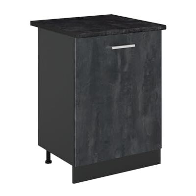 Vicco Meuble bas de cuisine "R-Line", Béton noir/Anthracite 60 cm 1 Porte · Plan de travail incl. · Pieds réglables en hauteur · 1 Tablette · Librement combinable Vicco Meuble bas de cuisine "R-Line", Béton noir/Anthracite 60 cm 1 Porte · Plan de travail incl. · Pieds réglables en hauteur · 1 Tablette · Librement combinable