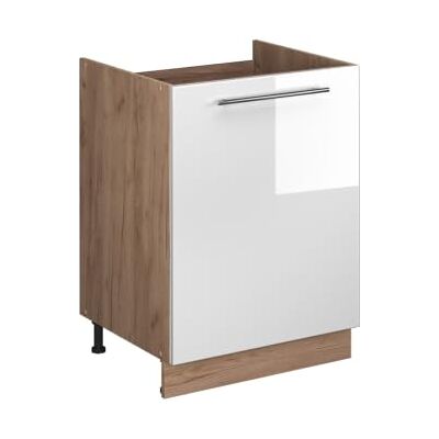 Vicco Meuble bas sous-évier "Fame-Line", Blanc Brillant/Chêne doré, 60cm à combiner avec d'autres modules de la série Fame-Line Vicco Meuble bas sous-évier "Fame-Line", Blanc Brillant/Chêne doré, 60cm à combiner avec d'autres modules de la série Fame-Line