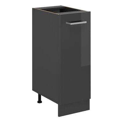 Vicco Meuble de cuisine "R-Line", Anthracite Haute brillance, 30cm 1 porte coulissante · Sans plan de travail · Pieds réglables en hauteur · 2 Tablettes · Librement combinable Vicco Meuble de cuisine "R-Line", Anthracite Haute brillance, 30cm 1 porte coulissante · Sans plan de travail · Pieds réglables en hauteur · 2 Tablettes · Librement combinable