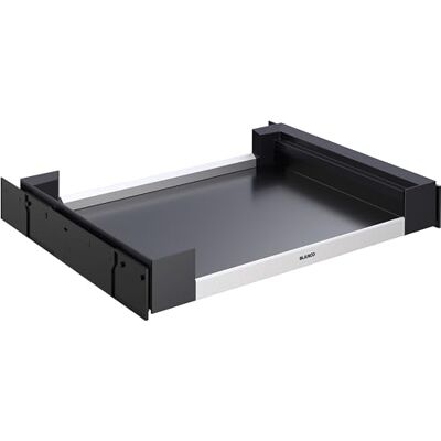Blanco Flat Drawer 60 Coulisse avant en plastique, aluminium, tôle d'acier gris foncé Meuble bas de 60 cm Rangement d'accessoires d'évier, ustensiles de nettoyage, rouleaux de sacs poubelle et Blanco Flat Drawer 60 Coulisse avant en plastique, aluminium, tôle d'acier gris foncé Meuble bas de 60 cm Rangement d'accessoires d'évier, ustensiles de nettoyage, rouleaux de sacs poubelle et