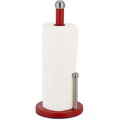Relaxdays Support non fixe essuie-tout, acier inoxydable, avec barre d’arrêt, H x D : 35 x 15 cm, rouge argenté Relaxdays Support non fixe essuie-tout, acier inoxydable, avec barre d’arrêt, H x D : 35 x 15 cm, rouge argenté