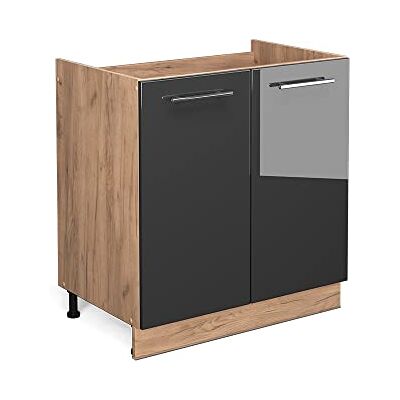 Vicco Meuble bas sous-évier "Fame-Line", Anthracite Haute brillance, 80cm sans PT, à combiner avec d'autres modules de la série Fame-Line Vicco Meuble bas sous-évier "Fame-Line", Anthracite Haute brillance, 80cm sans PT, à combiner avec d'autres modules de la série Fame-Line
