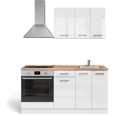 Vicco Cuisine "R-Line", blanc brillant/blanc, 160cm avec meuble four encastrable sans PT, préparé pour l’intégration d’appareils électroménagers et d’un évier Vicco Cuisine "R-Line", blanc brillant/blanc, 160cm avec meuble four encastrable sans PT, préparé pour l’intégration d’appareils électroménagers et d’un évier