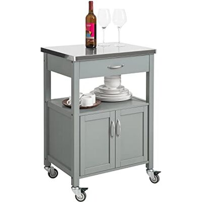 SoBuy Meuble de Cuisine à roulettes avec Plan de Travail Desserte compacte pour Rangement, extérieur ou Chambre, Chariot de Service Multifonction Gris 60x92x44cm FKW22-HG SoBuy Meuble de Cuisine à roulettes avec Plan de Travail Desserte compacte pour Rangement, extérieur ou Chambre, Chariot de Service Multifonction Gris 60x92x44cm FKW22-HG