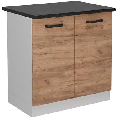 Vicco Meuble bas sous-évier "R-Line", Chêne doré, 80cm PT Anthracite, pour une combinaison libre au sein de systèmes de cuisine modulaires Vicco Meuble bas sous-évier "R-Line", Chêne doré, 80cm PT Anthracite, pour une combinaison libre au sein de systèmes de cuisine modulaires