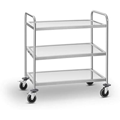 Royal Catering Chariot De Service INOX Desserte Restaurant Roulant À Vaisselle RCSW-3SQ2 (3 Plateaux, Espacement De 25 cm, 150 Kg, Acier Inoxydable) Royal Catering Chariot De Service INOX Desserte Restaurant Roulant À Vaisselle RCSW-3SQ2 (3 Plateaux, Espacement De 25 cm, 150 Kg, Acier Inoxydable)