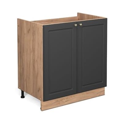 Vicco Meuble bas sous-évier "Fame-Line", Anthracite-or, 80cm sans PT, à combiner avec d'autres modules de la série Fame-Line Vicco Meuble bas sous-évier "Fame-Line", Anthracite-or, 80cm sans PT, à combiner avec d'autres modules de la série Fame-Line