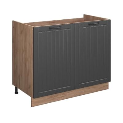 Vicco Meuble bas sous-évier "Fame-Line", Gris foncé/Chêne doré, 100cm sans PT, à combiner avec d'autres modules de la série Fame-Line Vicco Meuble bas sous-évier "Fame-Line", Gris foncé/Chêne doré, 100cm sans PT, à combiner avec d'autres modules de la série Fame-Line