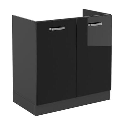 Vicco Meuble bas sous-évier "R-Line", Noir Haute brillance, 80cm sans PT, pour une combinaison libre au sein de systèmes de cuisine modulaires Vicco Meuble bas sous-évier "R-Line", Noir Haute brillance, 80cm sans PT, pour une combinaison libre au sein de systèmes de cuisine modulaires