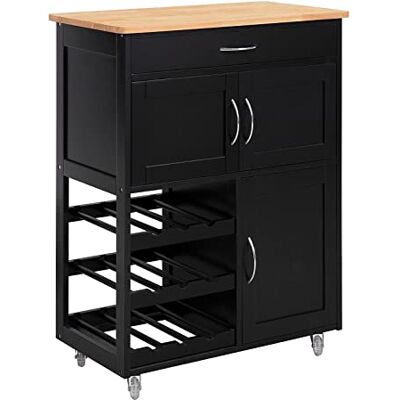 SoBuy Meuble Cuisine à roulettes avec Plan de Travail Desserte cuisine avec tiroirs, Range-Bouteilles îlot Central Compact pour Salle à Manger et extérieur Noir 67x86x38cm FKW45-SCH SoBuy Meuble Cuisine à roulettes avec Plan de Travail Desserte cuisine avec tiroirs, Range-Bouteilles îlot Central Compact pour Salle à Manger et extérieur Noir 67x86x38cm FKW45-SCH