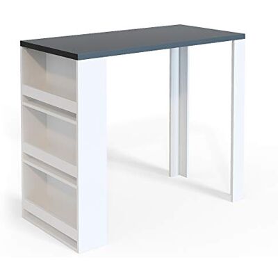 Vicco Table de bar, blanc/anthracite, 57x117cm avec 3 compartiments, avec étagères ouvertes pour le rangement des ustensiles de cuisine Vicco Table de bar, blanc/anthracite, 57x117cm avec 3 compartiments, avec étagères ouvertes pour le rangement des ustensiles de cuisine
