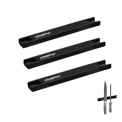 Relaxdays Barre magnétique, lot de 3, porte-ustensiles, outils, 20 cm de long, range-couteaux, montage mural, noir Relaxdays Barre magnétique, lot de 3, porte-ustensiles, outils, 20 cm de long, range-couteaux, montage mural, noir
