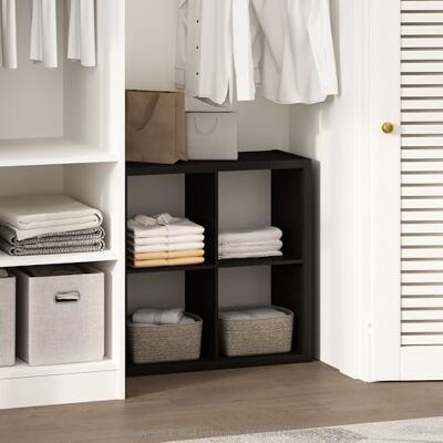 Furinno Étagère de rangement multifonction à dos ouvert cubique pour vêtements et placard, 4 cubes, chêne foncé Furinno Étagère de rangement multifonction à dos ouvert cubique pour vêtements et placard, 4 cubes, chêne foncé