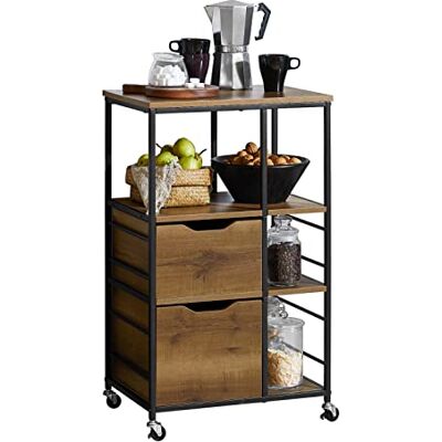 SoBuy FKW111-PF Chariot de cuisine avec 2 tiroirs et 3 étagères Chariot de service Chariot d'appoint Chariot à thé Étagère de cuisine avec roulettes Dimensions : env. 53 x 89 x 37 cm SoBuy FKW111-PF Chariot de cuisine avec 2 tiroirs et 3 étagères Chariot de service Chariot d'appoint Chariot à thé Étagère de cuisine avec roulettes Dimensions : env. 53 x 89 x 37 cm